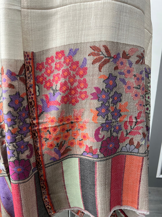 Woollen Kaani Shawl - Beige